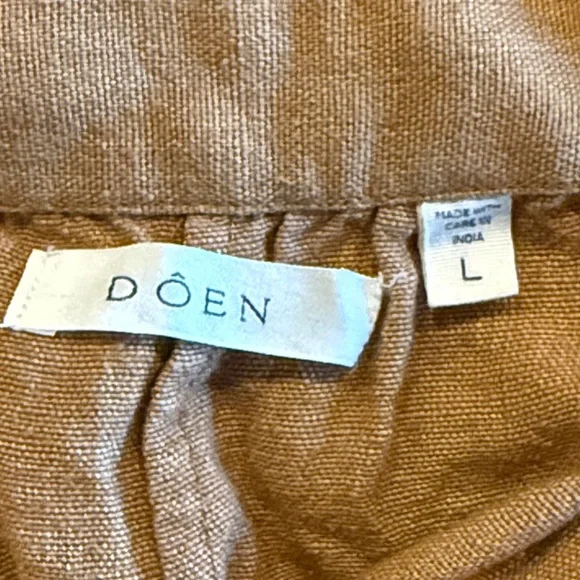 Doen Pennisula Dress Pinafore Elegant Tan/Pumpkin color with Pockets ruffles VGC - Picture 10 of 14